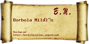 Borbola Milán névjegykártya